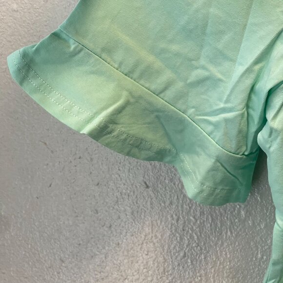 Layerz Clothing Embroidered Top Floral  Tee Ruffle Sleeves Mint Green - Picture 8 of 11